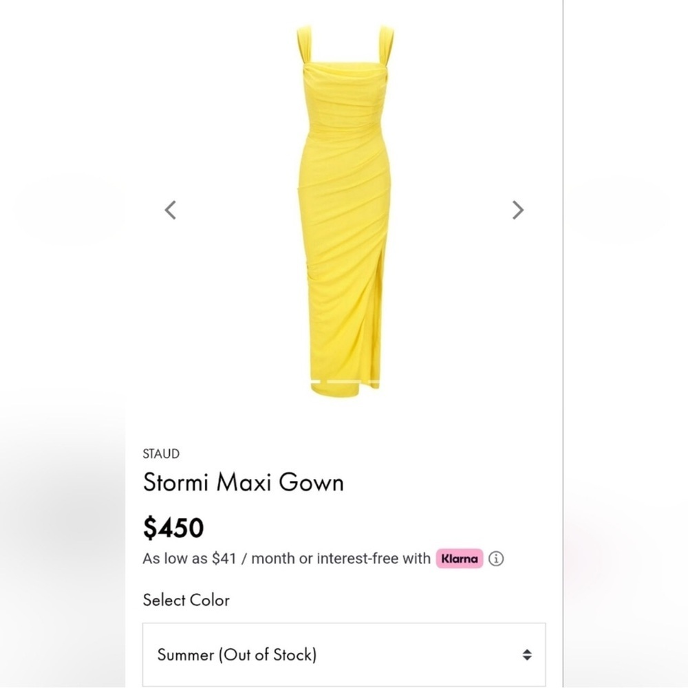 STAUD Stormi Maxi Dress size SM- Yellow NWT - Picture 5 of 5